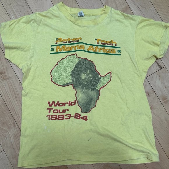 TRUE Vintage Peter Tosh Mama Africa World Tour 1983-84 T Shirt Large 80s Reggae - Picture 2 of 8
